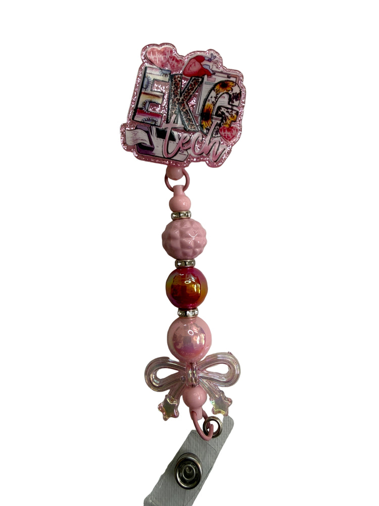 Pretty in Pink EKG Tech Badge Reel - Uglybae