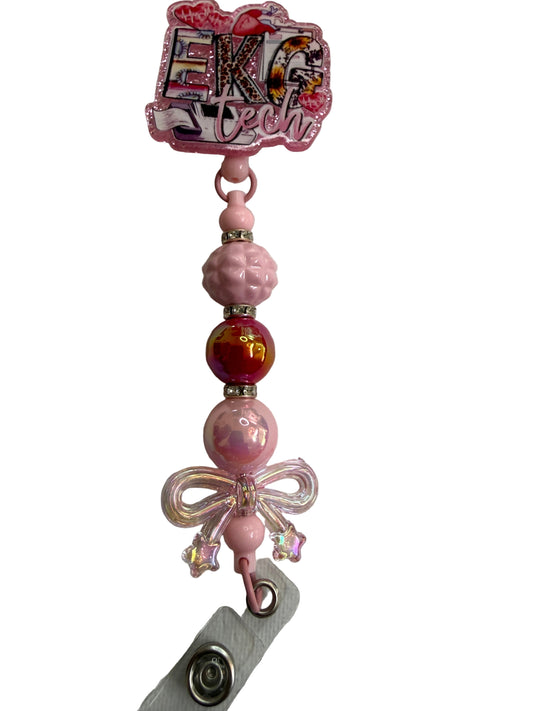 Pretty in Pink EKG Tech Badge Reel - Uglybae