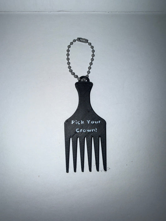 Mini Hair Pick Keychain - Pick Your Crown