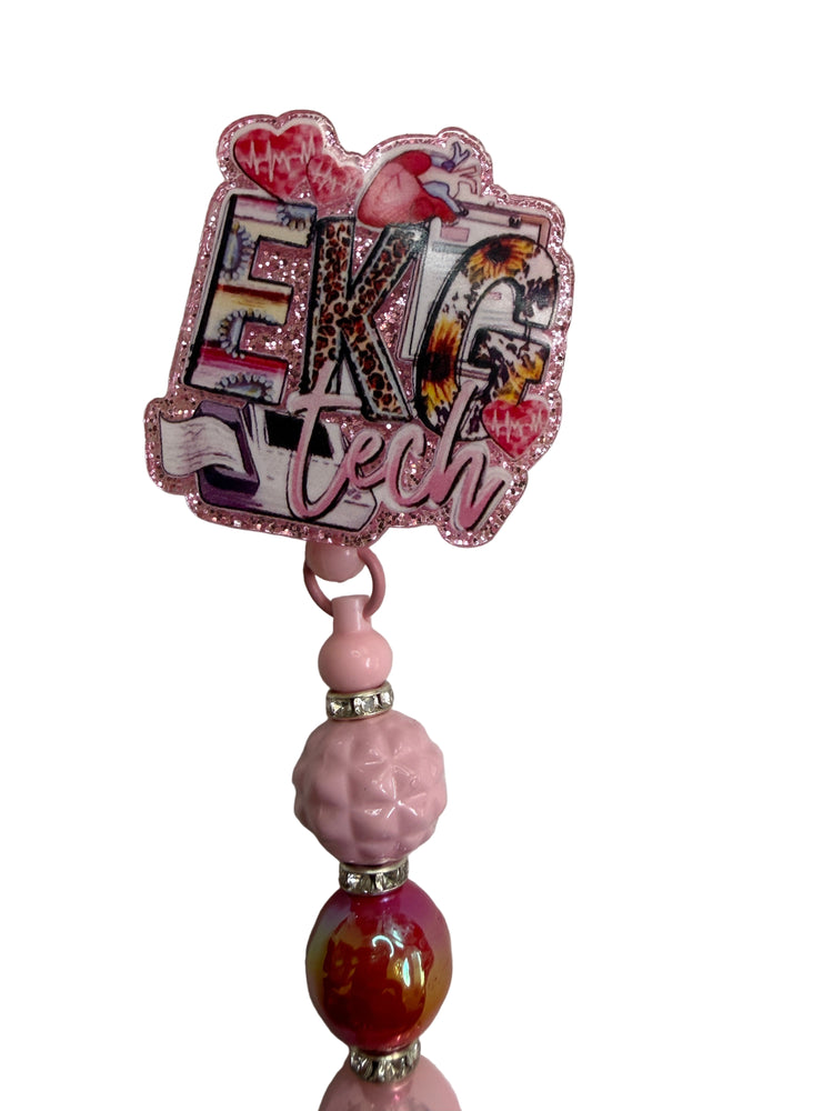 Pretty in Pink EKG Tech Badge Reel - Uglybae