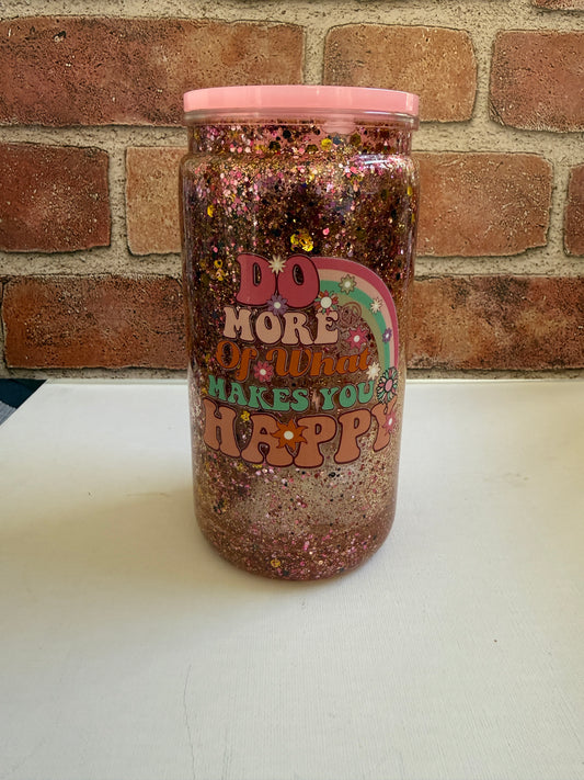 Do What Makes You Happy Glitter Snowglobe Tumbler – 16oz Plastic - Uglybae