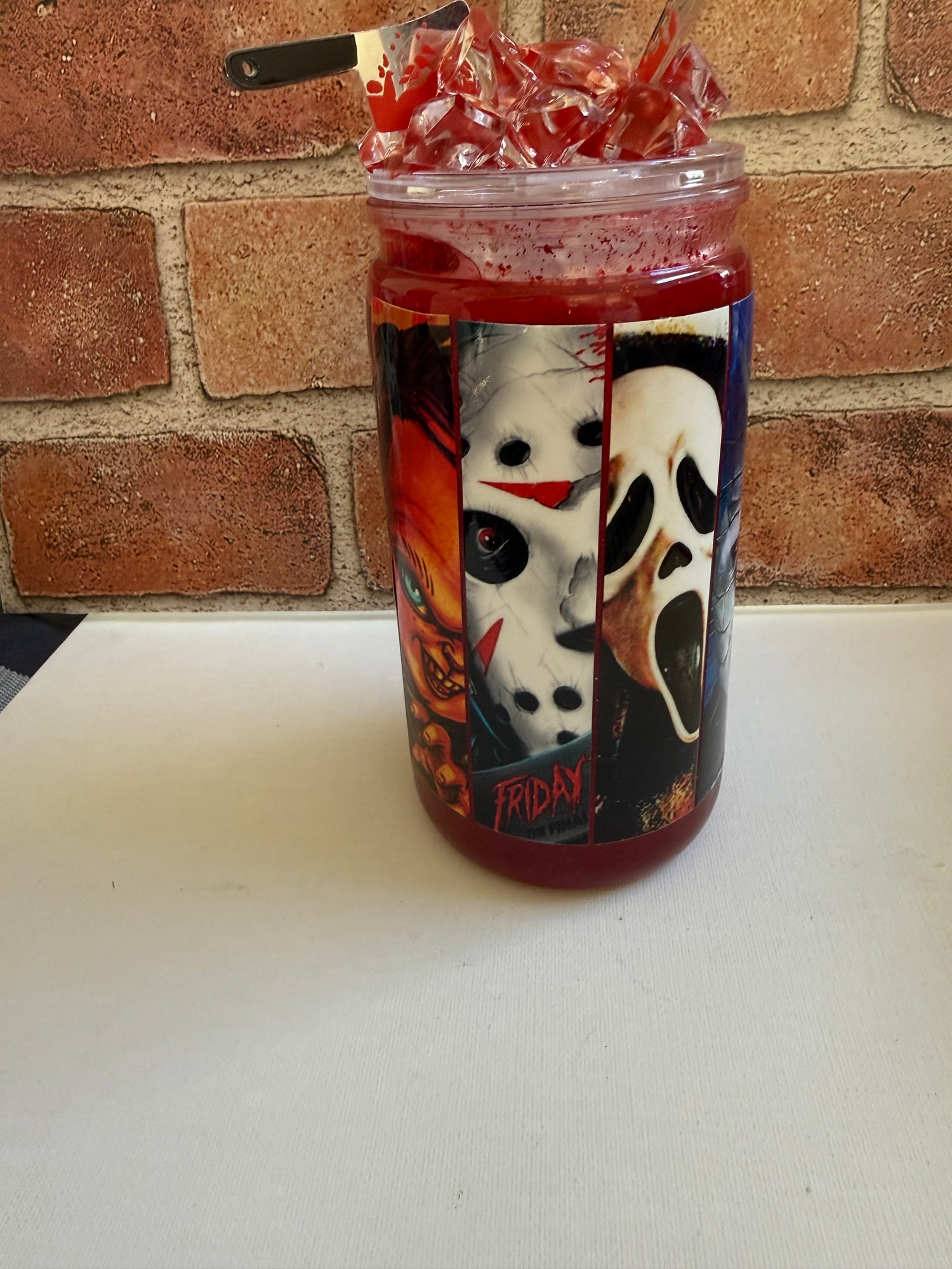 Slashers Unite Blood Tumbler – 16oz Snowglobe Plastic - Uglybae