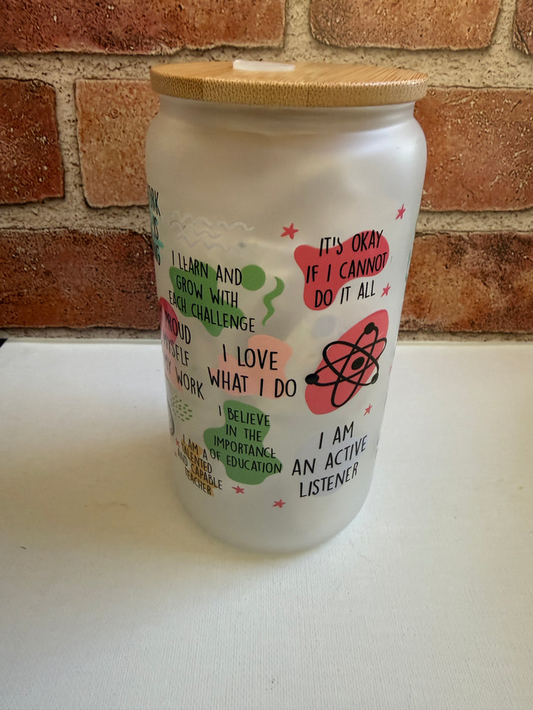 Best Teacher Ever Affirmation Tumbler – 16oz Frosted Glass - Uglybae