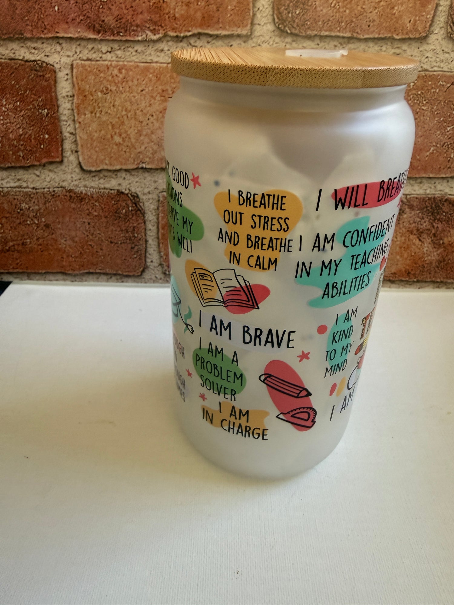 Best Teacher Ever Affirmation Tumbler – 16oz Frosted Glass - Uglybae