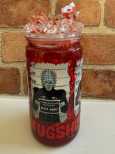 Load image into Gallery viewer, Horror Mugshot Blood Snowglobe Tumbler – 16oz Plastic (Discounted)
