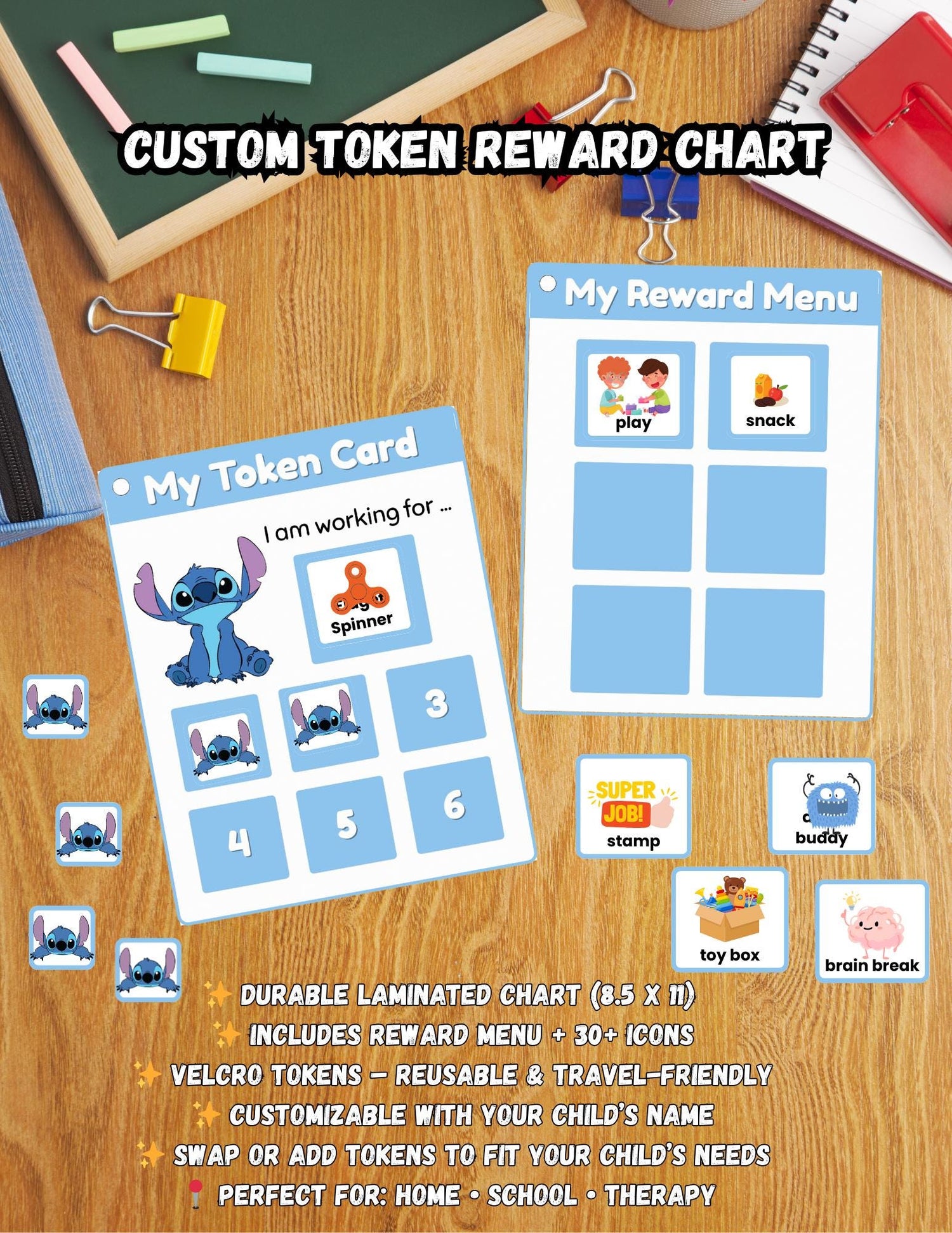 Custom Token Chart with Velcro – Visual Reward System for Kids