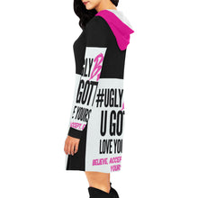 Load image into Gallery viewer, Ugly Bae Pink Dress All Over Print Hoodie Mini Dress (Model H27)
